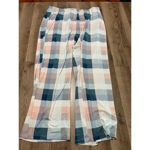 Eddie Bauer Pants, Women's Plus Size 1X, Pink White Blue, Plaid, Sleepwear